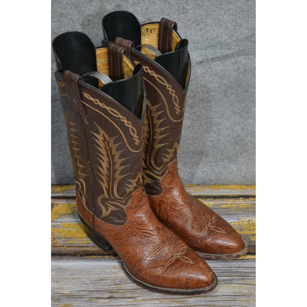 VTG Tony Lama 6592 Boots Womens 8 D Brown Leather Western Cowboy Pointed Toe USA